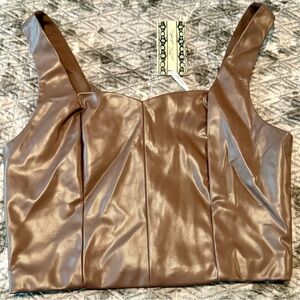 Brown Leather Women Top
